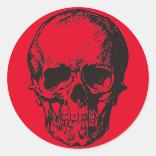 Red Skull Fantasy Art Rock Punk Heavy Metal Ronde Sticker