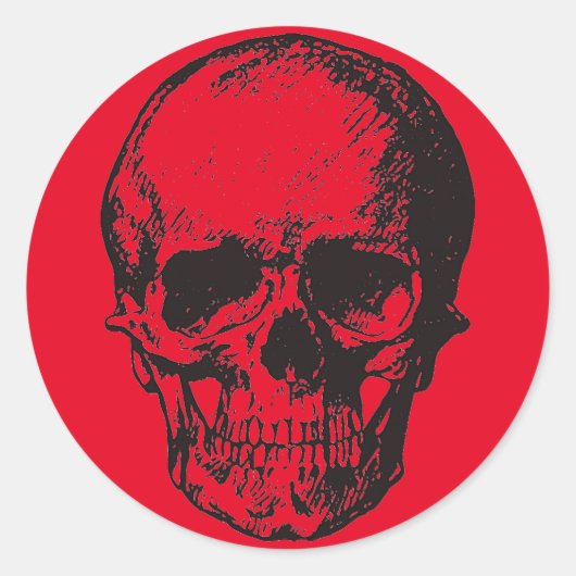 Red Skull Fantasy Art Rock Punk Heavy Metal Ronde Sticker (Voorkant)