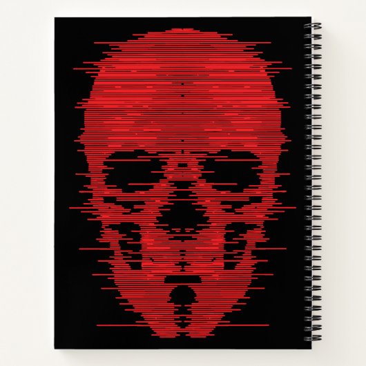 Red Skull Glitch Art Notitieboek (Achterkant)