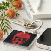 Red Skull Glitch Art Sleutelhanger (Voorkant Rechts)