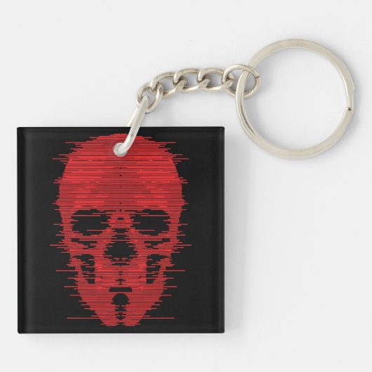 Red Skull Glitch Art Sleutelhanger (Achterkant)