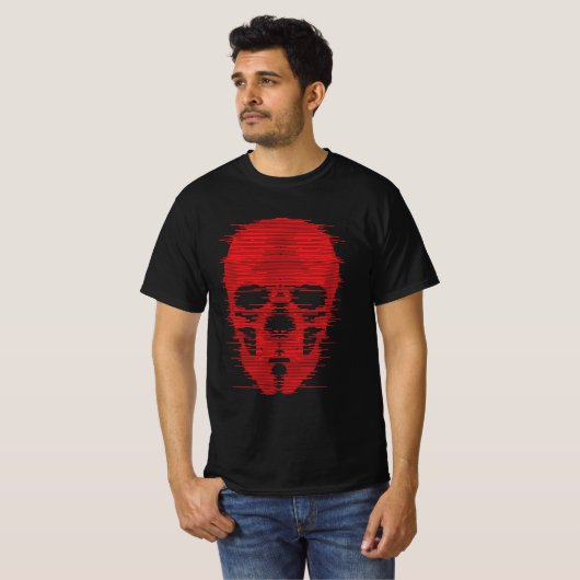 Red Skull Glitch Art T-shirt (Voorkant volledig)