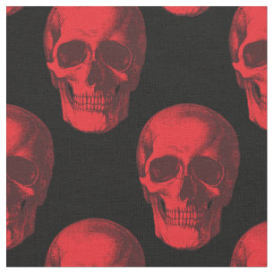 Red Skull Gothic Halloween Creepy Stof