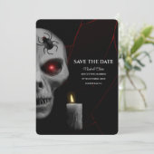 Red Skull Gothic Spider Candle Dark Moody Hallowee Save The Date (Staand voorkant)