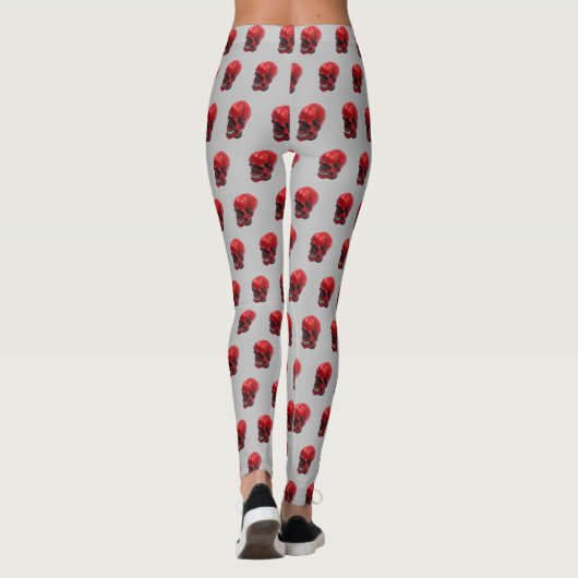 Red Skull Halloween Print Leggings (Achterkant)