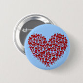 Red Skull Heart Pin Ronde Button 5,7 Cm (Voorkant /achterkant)