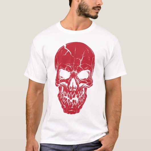 Red Skull Horror Design, griezelig gotisch kunstwe T-shirt (Voorkant)