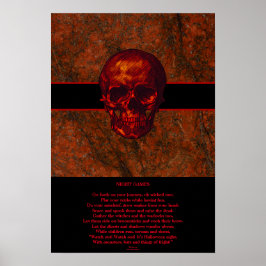 Red Skull Night Games Gedicht Poster