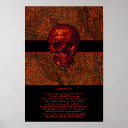 Red Skull Night Games Gedicht Poster (Voorkant)
