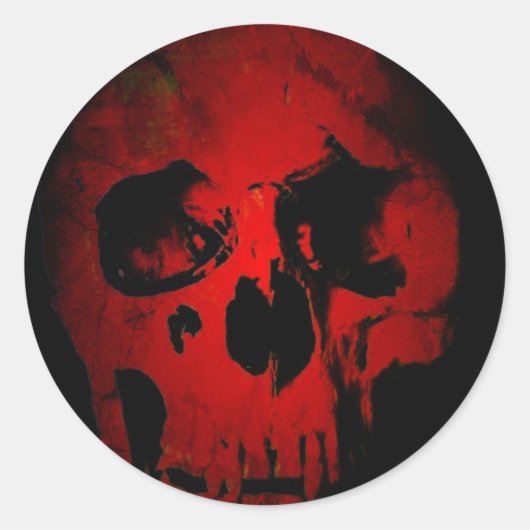 Red Skull Skeleton Fantasy Art Heavy Metal Ronde Sticker (Voorkant)
