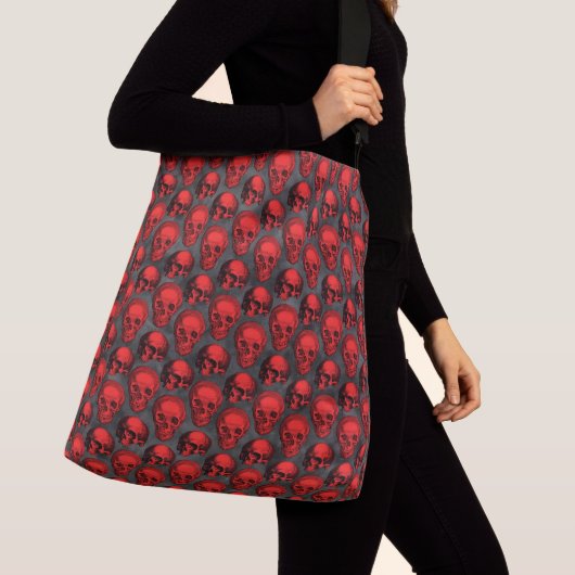 Red Skulls and Sunflower Series Design 1 Crossbody Tas (Dichtbij)