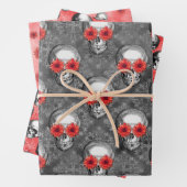 Red Skulls and Sunflower Series Design 3 Inpakpapier Vel (In situ)