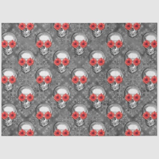 Red Skulls and Sunflower Series Design 3 Tissuepapier (Voorkant)