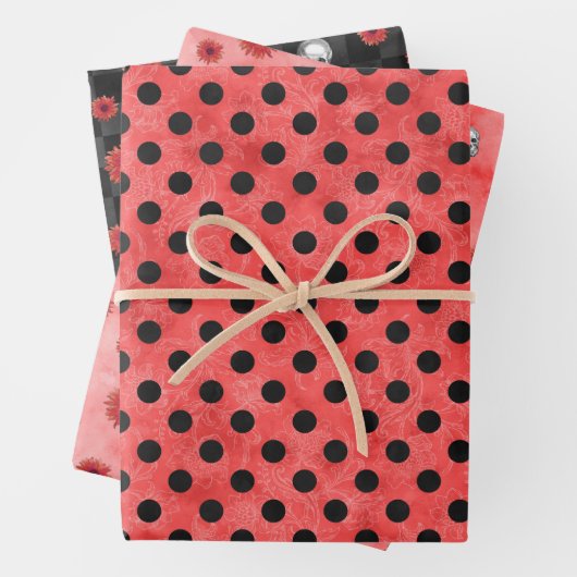 Red Skulls and Sunflower Series Design 4 Inpakpapier Vel (In situ)