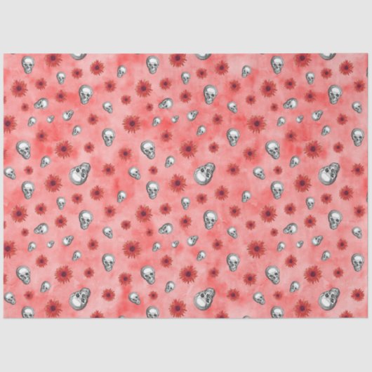 Red Skulls en Sunflower Series Design 6 Tissuepapier (Voorkant)