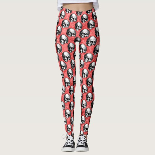 Red Skulls en Sunflower Series Design 8 Leggings (Voorkant)