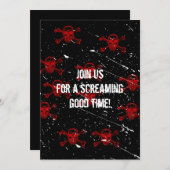 Red Skulls Gothic Halloween Invitation Kaart (Voorkant / Achterkant)