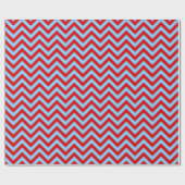 Red, Sky Blue Chevron ZigZag Pattern Cadeaupapier (Vlak)