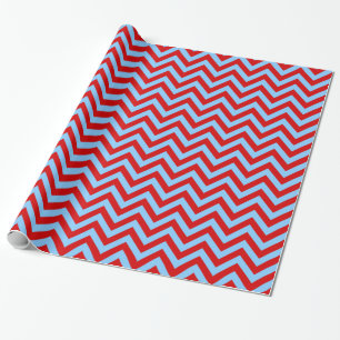 Red, Sky Blue Chevron ZigZag Pattern Cadeaupapier