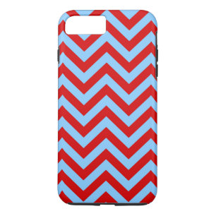 Red, Sky Blue Chevron ZigZag Pattern iPhone 8/7 Plus Hoesje