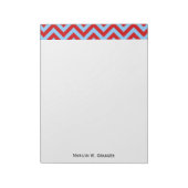 Red, Sky Blue Chevron ZigZag Pattern Notitieblok (Linkerzijde)