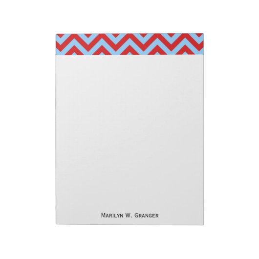 Red, Sky Blue Chevron ZigZag Pattern Notitieblok (Linkerzijde)