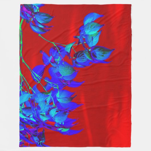 Red Sky Blue Leaves Fleece Deken (Voorkant)