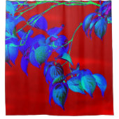 Red Sky Blue Leaves Shower Curtain Douchegordijn (Voorkant)