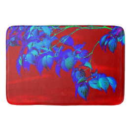 Red Sky Blue leves Bath Mat