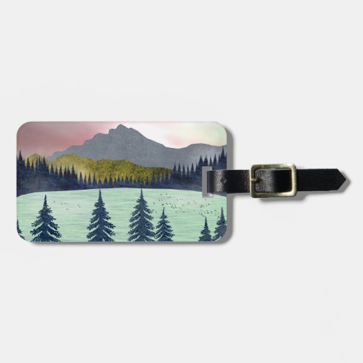 Red Sky Lake Landscape Bagagelabel (Voorkant horizontaal)