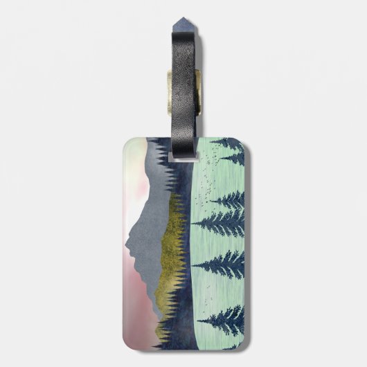 Red Sky Lake Landscape Bagagelabel (Achterkant verticaal)