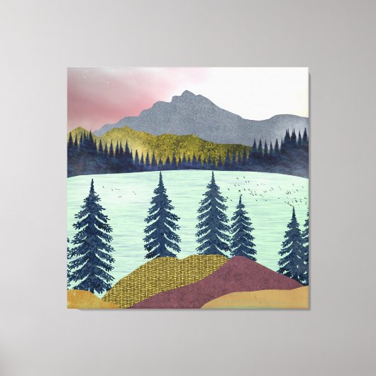 Red Sky Lake Landscape Canvas Afdruk (Voorkant)