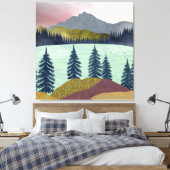 Red Sky Lake Landscape Canvas Afdruk (Insitu (Slaapkamer))