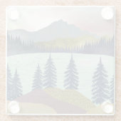 Red Sky Lake Landscape Glazen Onderzetter (Achterkant)