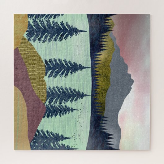 Red Sky Lake Landscape Legpuzzel (Horizontaal)