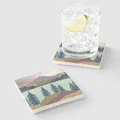 Red Sky Lake Landscape Stenen Onderzetter (Zijkant)