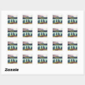 Red Sky Lake Landscape Vierkante Sticker (Vel)
