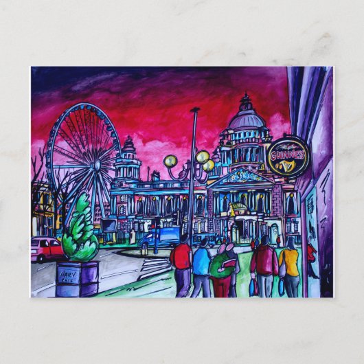 Red Sky over Belfast City Hall Briefkaart (Voorkant)