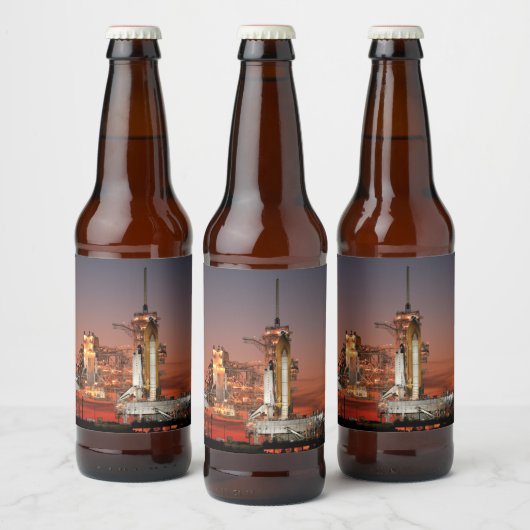 Red Sky voor Space Shuttle Atlantis Lancering Bier Etiket (Flessen)