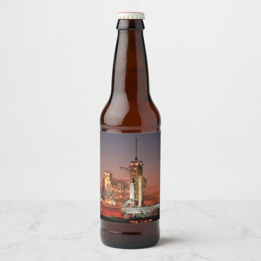 Red Sky voor Space Shuttle Atlantis Lancering Bier Etiket (Voorkant)