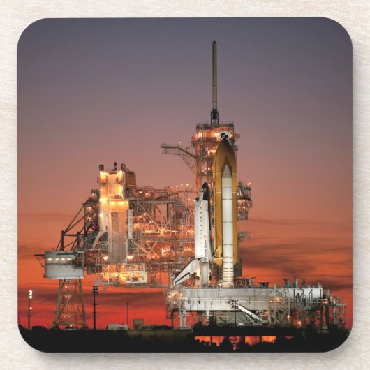 Red Sky voor Space Shuttle Atlantis Lancering Bier Onderzetter (Voorkant)