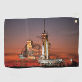 Red Sky voor Space Shuttle Atlantis Lancering Golfhanddoek (Horizontaal)