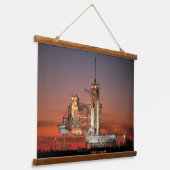 Red Sky voor Space Shuttle Atlantis Lancering Hangend Wandkleed (Gebogen)