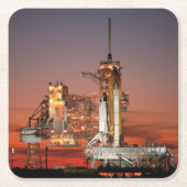 Red Sky voor Space Shuttle Atlantis Lancering Kartonnen Onderzetters (Voorkant)