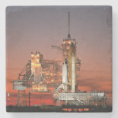Red Sky voor Space Shuttle Atlantis Lancering Stenen Onderzetter (Voorkant)