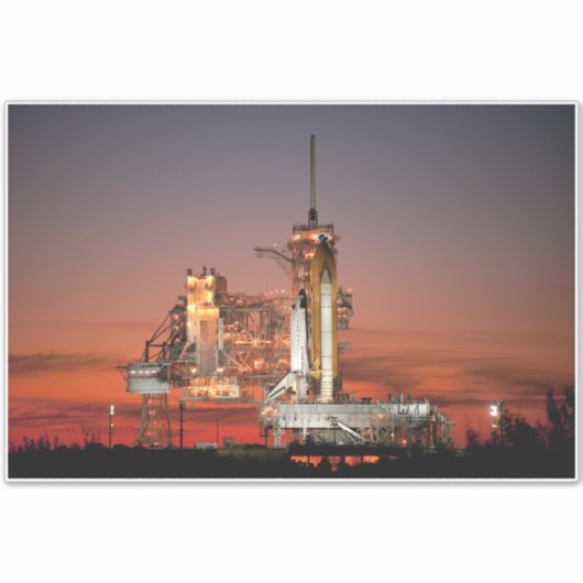 Red Sky voor Space Shuttle Atlantis Lancering Sticker (Voorkant)