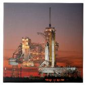 Red Sky voor Space Shuttle Atlantis Lancering Tegeltje (Voorkant)