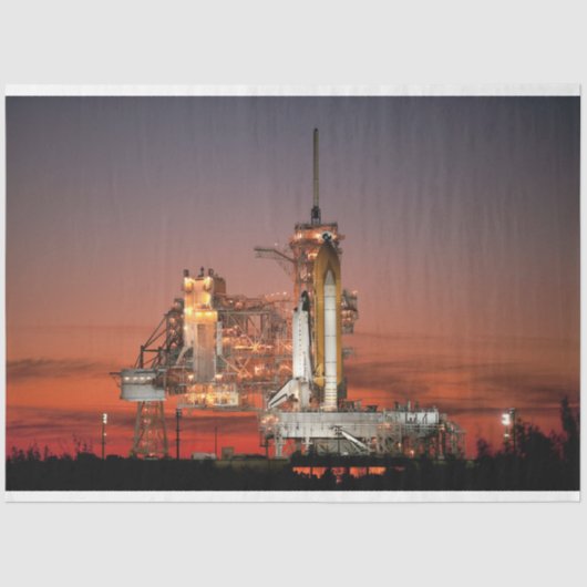 Red Sky voor Space Shuttle Atlantis Lancering Tissuepapier (Voorkant)