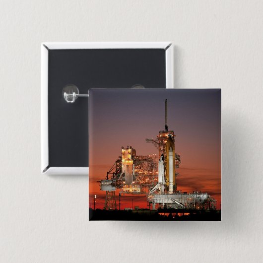 Red Sky voor Space Shuttle Atlantis Lancering Vierkante Button 5,1 Cm (Voorkant /achterkant)