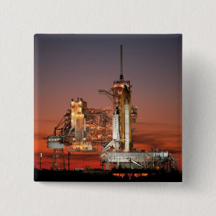 Red Sky voor Space Shuttle Atlantis Lancering Vierkante Button 5,1 Cm